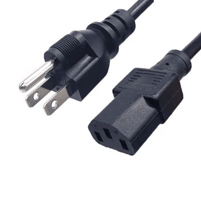 PVC 3-Stift Japan Stromkabel, IEC 320 C13 AC Stromkabel 1,8 m Schwarz angepasst